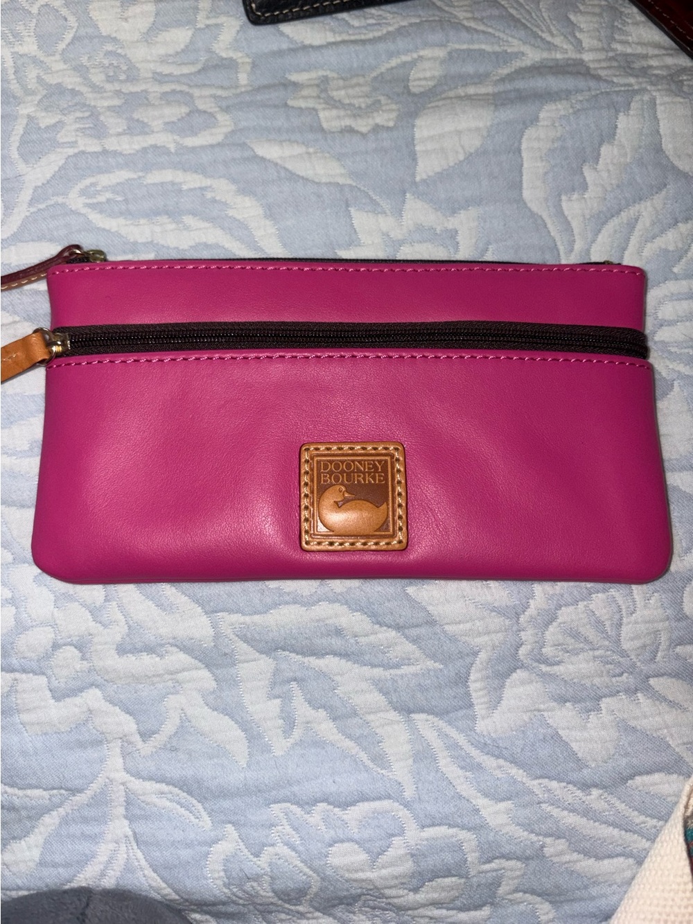 Dooney & Bourke Pink Wexford Leather  Double-Zip Pouch